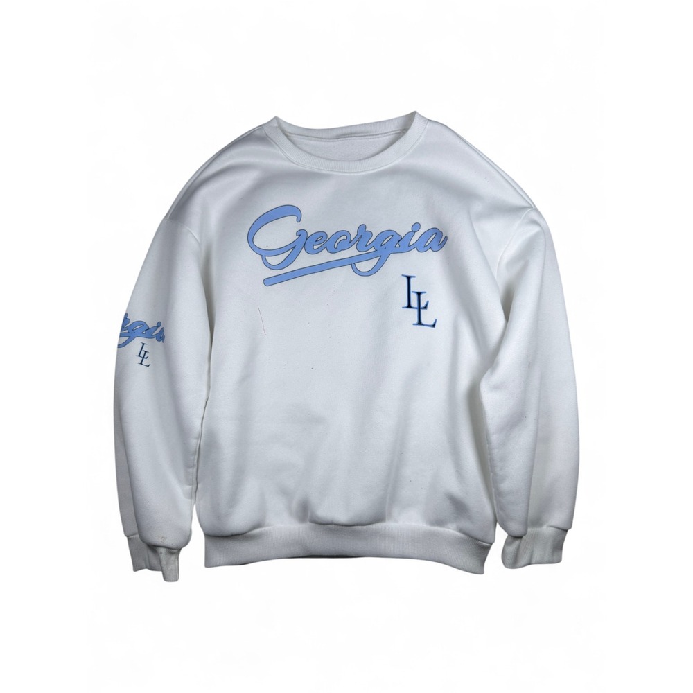 SHEIN Georgia Los Angeles 50 Graphic Sweatshirt White Blue Crewneck Small